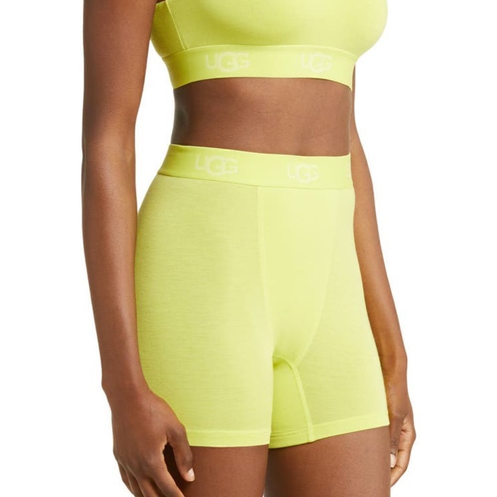 UGG ALEXIAH BOYSHORT LOGO BAND LOUNGE SHORTS TENNIS GREEN LARGE